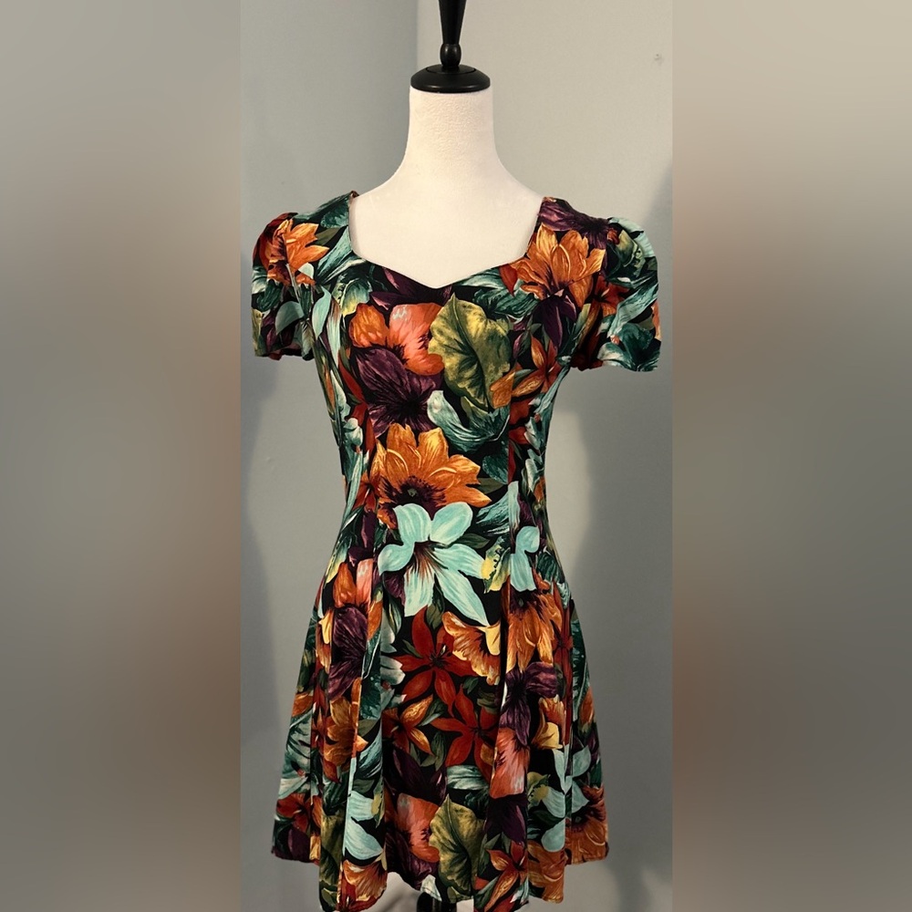 Floral Fit-and-Flare Dress in Multi Floral